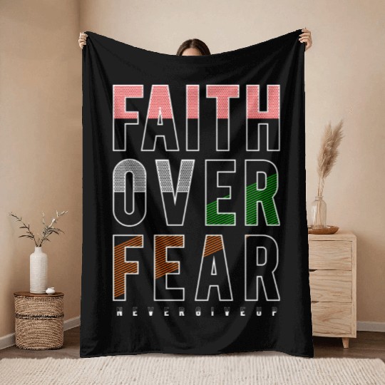 Faith Over Fear Throw Blankets