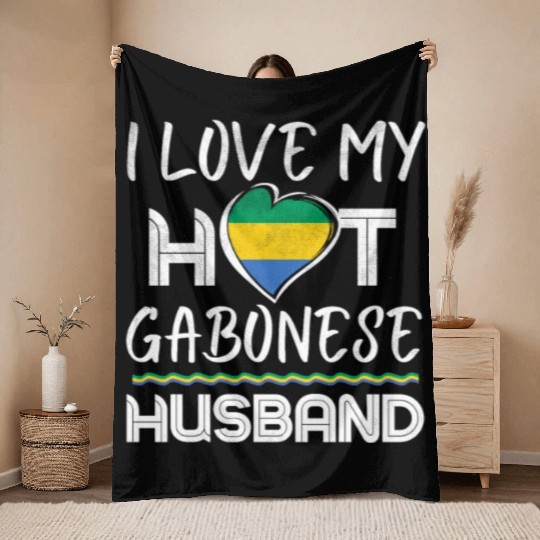 Funny Gabonese Husband Proud Wife Throw Blankets