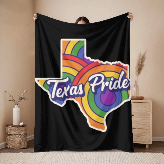 Rainbow Map Texas Design for proud LGBT+ Texans Throw Blankets