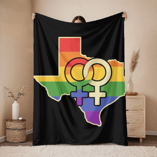 Lesbian Love Texas Design for proud LGBT+ Texans Throw Blankets