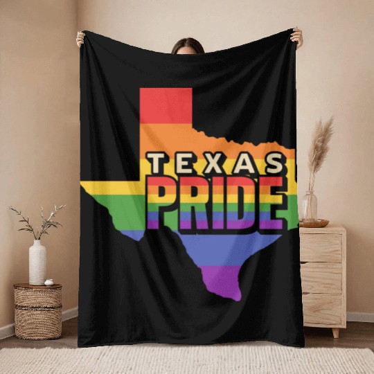 Rainbow Design Texas Map for proud LGBT+ Texans Throw Blankets