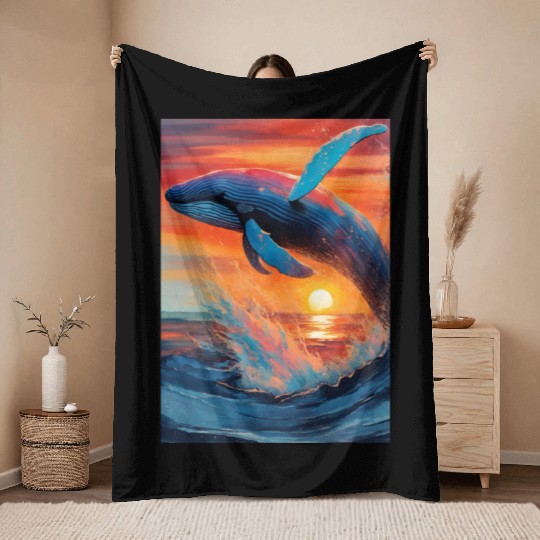 Whale of A tale Throw Blankets