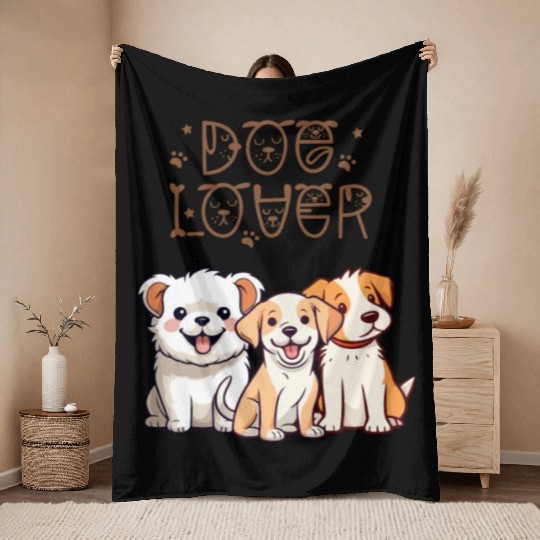 3 Cute Dogs for Dog Lovers Throw Blankets