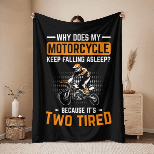 Motorcycle Two Tired Motocross Pun Dirt Bike Throw Blankets