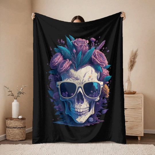 Floral Skull | C02 Throw Blankets