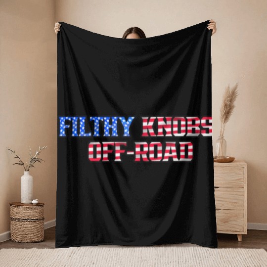 Filthy Knobs Off-road - American Flag Throw Blankets