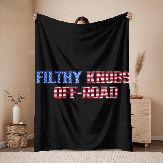 Filthy Knobs Off-road - American Flag Throw Blankets