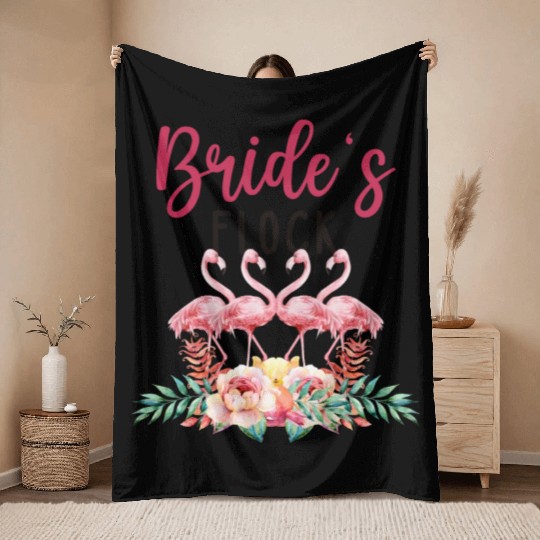 Brides Flock Flamingo Tribe Bachelorette Party Throw Blankets