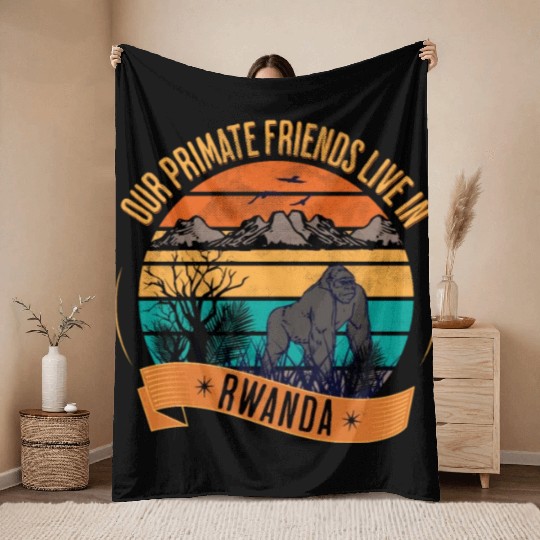 Rwanda Gorilla Our Primate Friends Throw Blankets