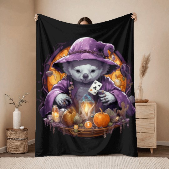Halloween Mysthical Mochi The Koala Throw Blankets