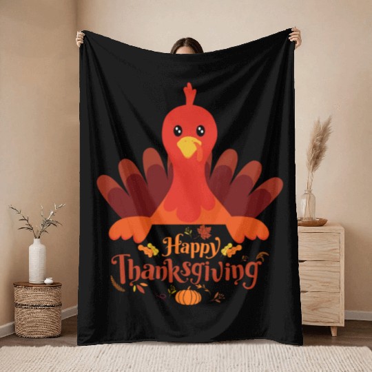 happy Thanksgiving Throw Blankets