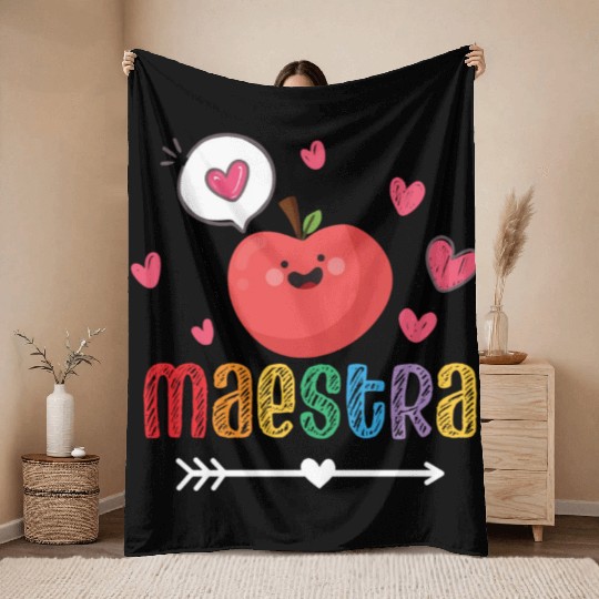 Maestra Bilingual Spanish Teacher team Throw Blankets