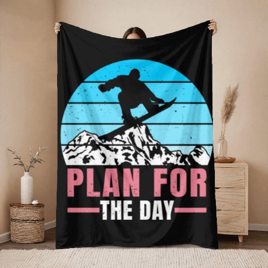 Snowboarding Plan For to Day Freestyle Snowboard Throw Blankets