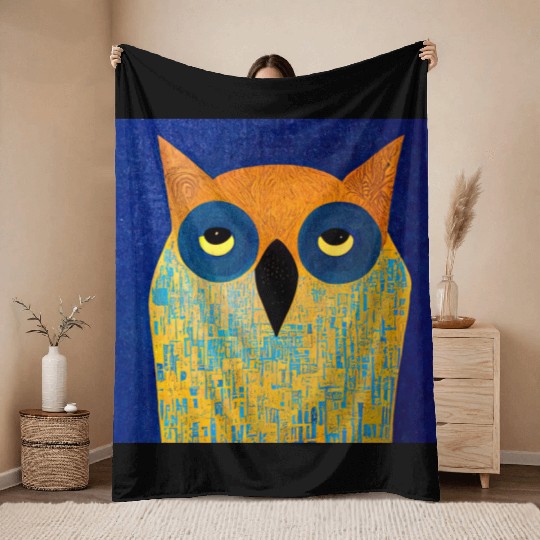 Mod Owl: Bored Owl Throw Blankets