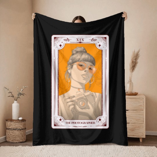 The Photographer Tarot Card Photography Camera Throw Blankets