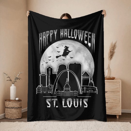 St. Louis Missouri Happy Halloween Throw Blankets