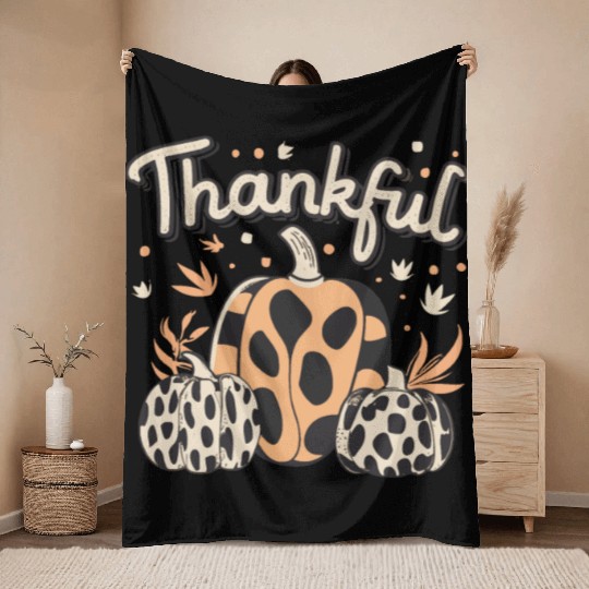 Thankful Thanksgiving Fall Vibes Throw Blankets