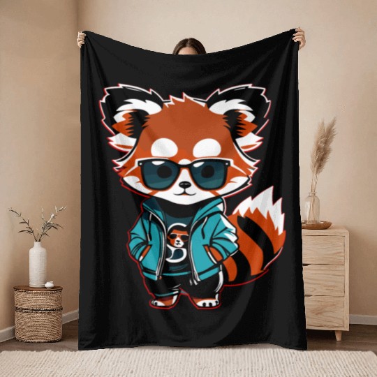Kawaii Red Panda Throw Blankets