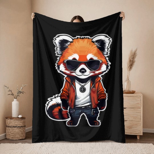 Chibi Red Panda Throw Blankets