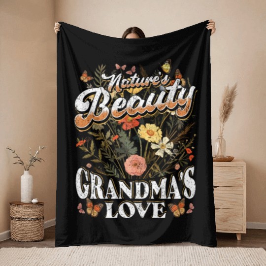 Grandma Wildflower Floral Nature Love Throw Blankets