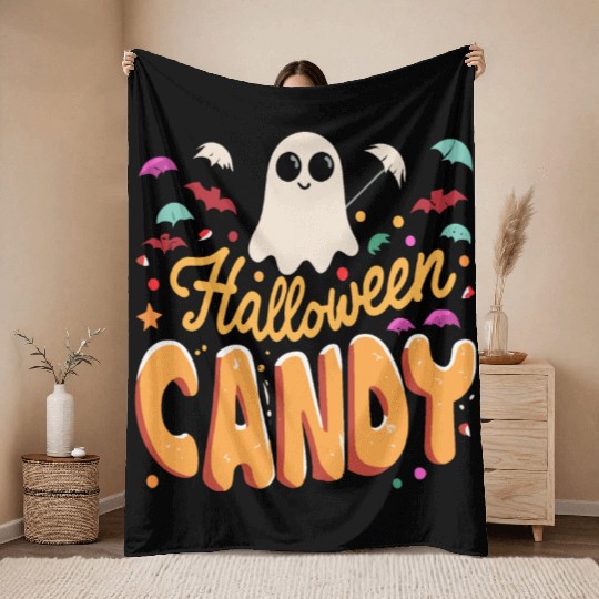 Candy Halloween Throw Blankets