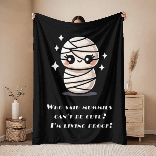 Cute Little Halloween Mummy Throw Blankets
