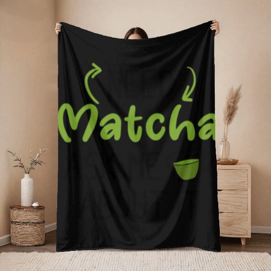 Green Tea Lover Japanese Matcha Latte Drink Matcha Throw Blankets