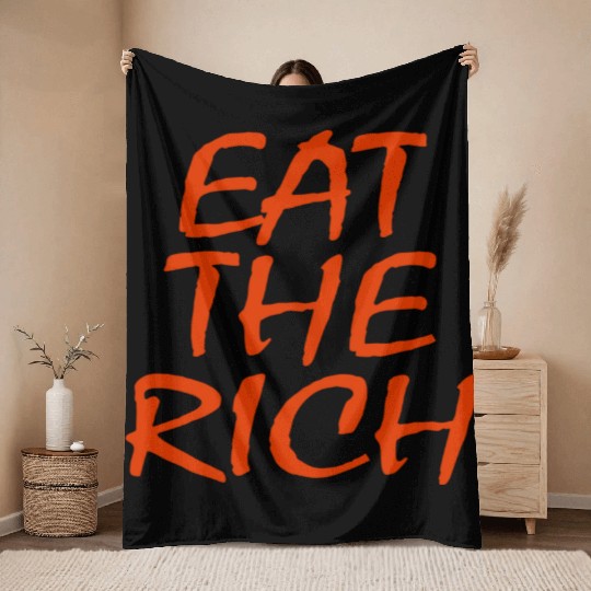 UAW Eat The Rich Throw Blankets
