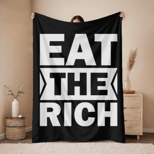 UAW President Eat The Rich Throw Blankets