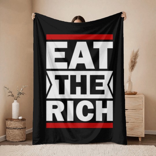 UAW Eat The Rich Throw Blankets