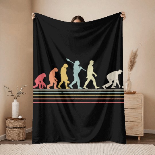 Vintage funny lawn bowls evolution of man Throw Blankets
