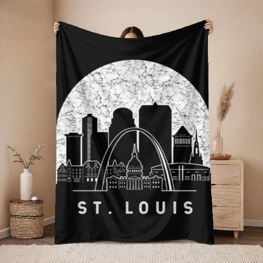 St. Louis Missouri Skyline Throw Blankets