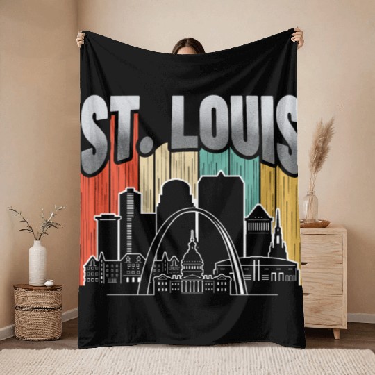 St. Louis Missouri Vintage Throw Blankets