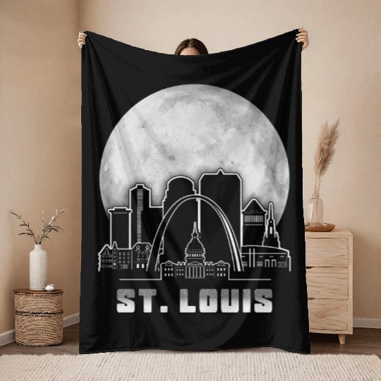 St. Louis Missouri Full Moon Throw Blankets