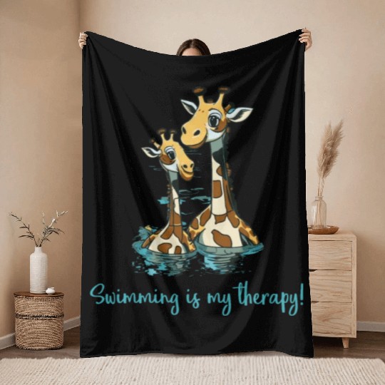 swimming is my therapy - lifeguard Throw Blankets