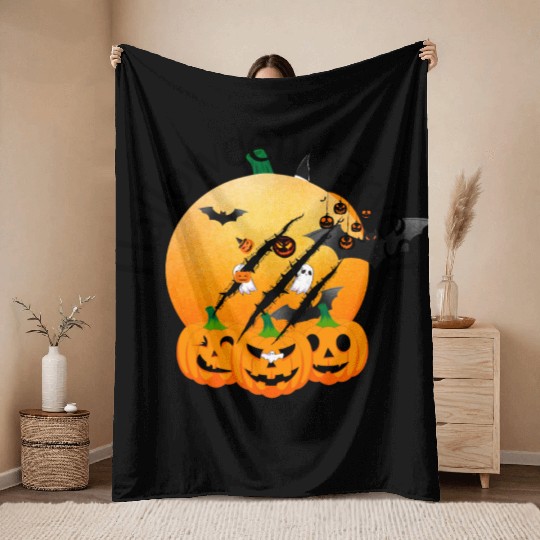 Halloween Harvest Be Courageous Throw Blankets
