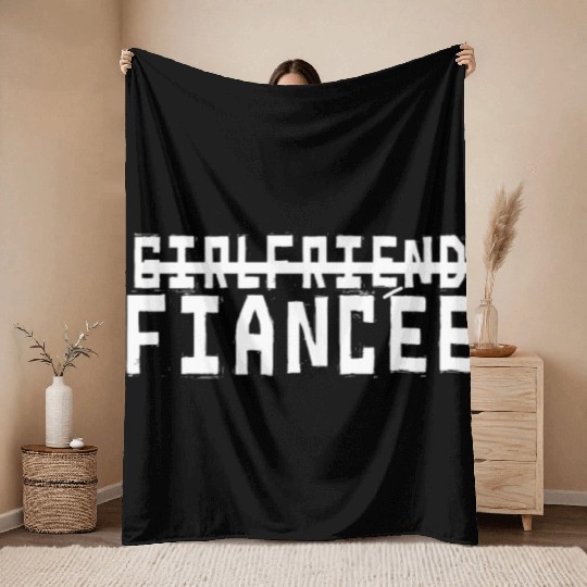 Girlfriend Fiancee Couple Engagement Engaged Throw Blankets