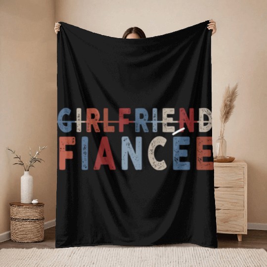 Girlfriend Fiancee Couple Engagement Engaged Throw Blankets