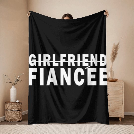 Girlfriend Fiancee Couple Engagement Engaged Throw Blankets