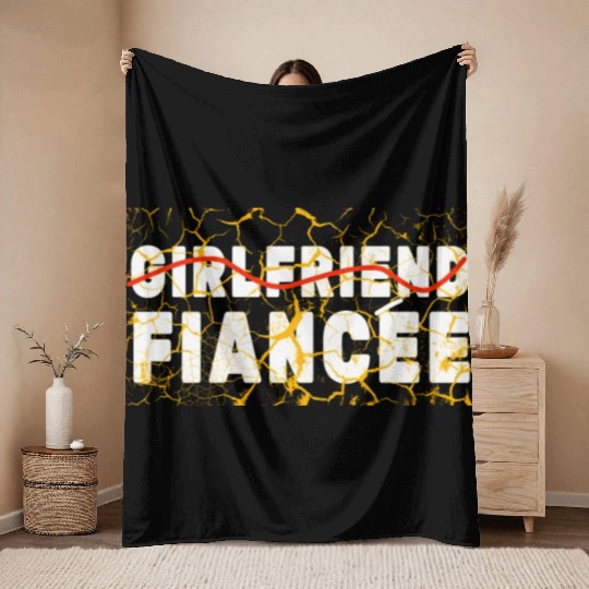 Girlfriend Fiancee Couple Engagement Engaged Throw Blankets