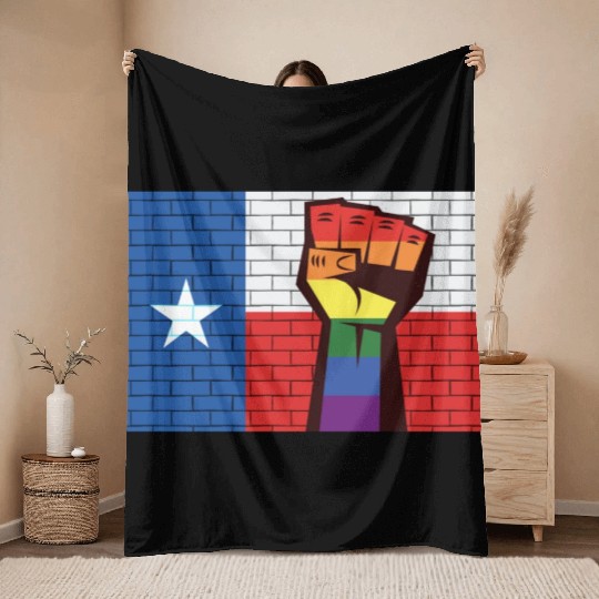 Texas Pride Fist Design for proud LGBT+ Texan Throw Blankets