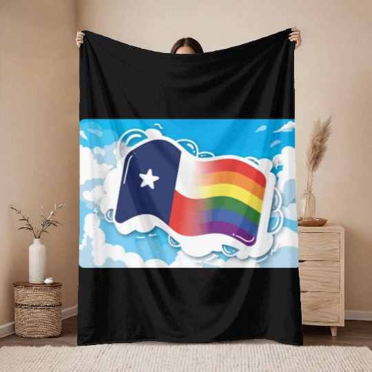 Texas Flag Pride Design for proud LGBT+ Texan Throw Blankets