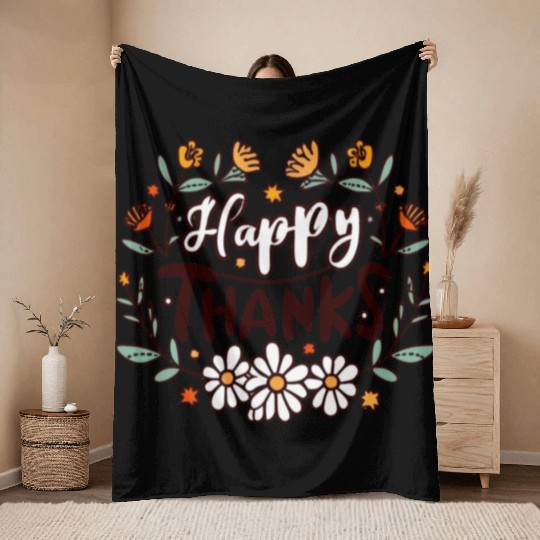 Happy Fall Ya All Thanksgiving Autumn Design Throw Blankets