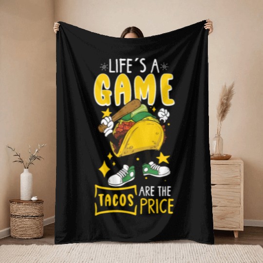Taco Mexican Food Baseball Card Baseball Player Throw Blankets