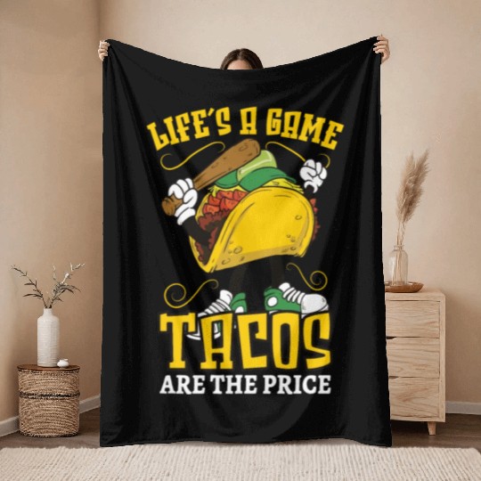 Taco Mexican Food Baseball Card Baseball Player Throw Blankets