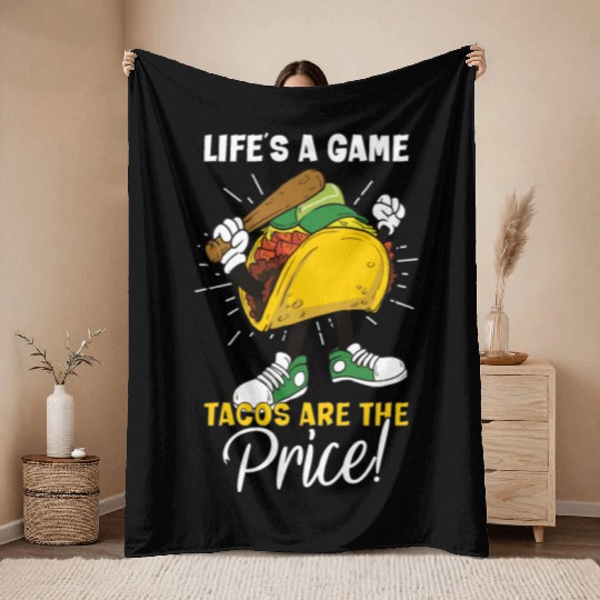 Taco Mexican Food Baseball Card Baseball Player Throw Blankets