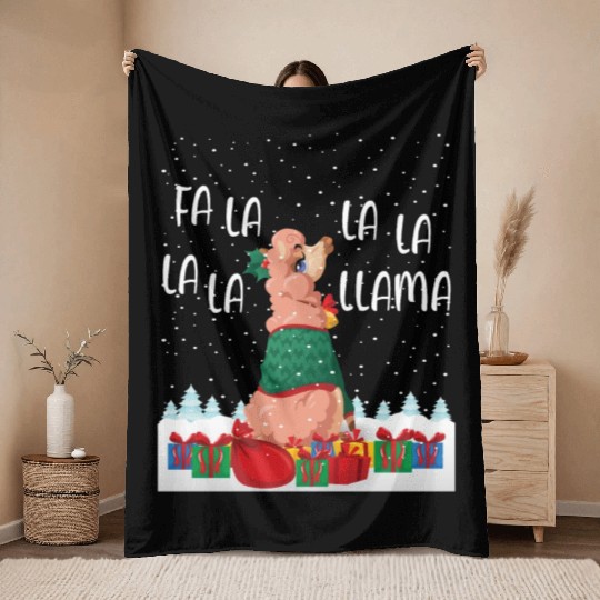 Fa La La La La La Llama Funny Gift Throw Blankets