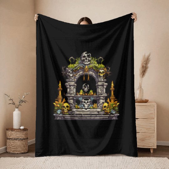Tarot Card Death Memento Mori Skull Design Throw Blankets