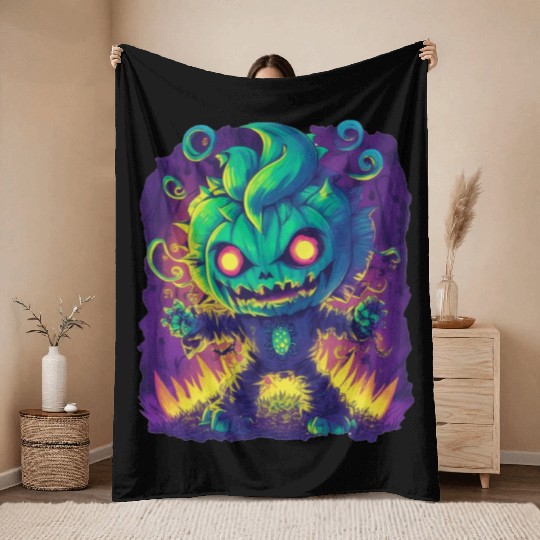 monster cute halloween Throw Blankets