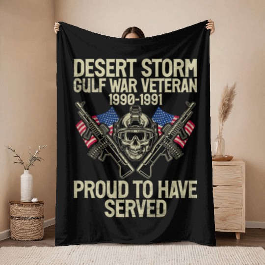 Deser Storm War Veteran Proud To Have Served Throw Blankets